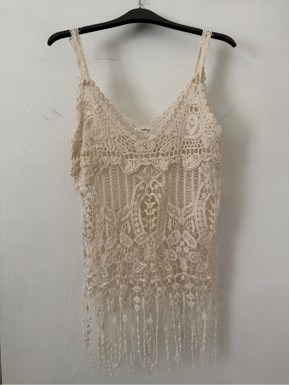 Beautiful Boho Cream Crochet Fringe Tank Top